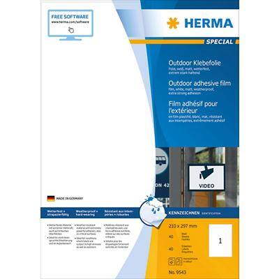Étiquettes imperméables HERMA 9543 A4 Blanc 210 x 297 mm 40 Feuilles de 1 Étiquettes 9543