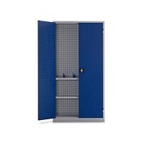 Armoire à portes battantes Ceha Métal 2 étagères Verrouillable 1000 x 450 x 1950 mm Blanc, bleu