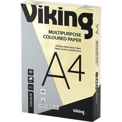 Viking A4 Gekleurd papier Pastelgeel 80 g/m² Glad 500 Vellen