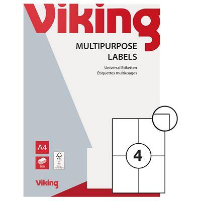 Viking Multifunctionele etiketten 3741966 Zelfklevend Speciaal Wit 105 x 148 mm 100 Vellen à 4 Etiketten