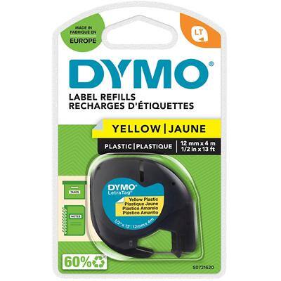Dymo LT S0721620 / 91202 Authentiek LetraTag Labeltape Zelfklevend Geel 12 mm x 4m