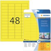 Étiquettes repositionnables HERMA 4366 Jaune Rectangulaires A4 45,7 x 21,2 mm 20 feuilles de 48 étiquettes 4366