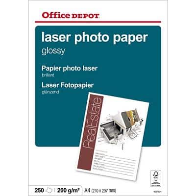 Office Depot Laser Fotopapier Glanzend A4 200 g/m² Wit 250 Vellen