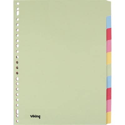Viking Standard Blanco Tabbladen Recycled 100% A4 Kleurenassortiment 10 tabs Manilla Rechthoekig 23 Gaten 10 Vellen