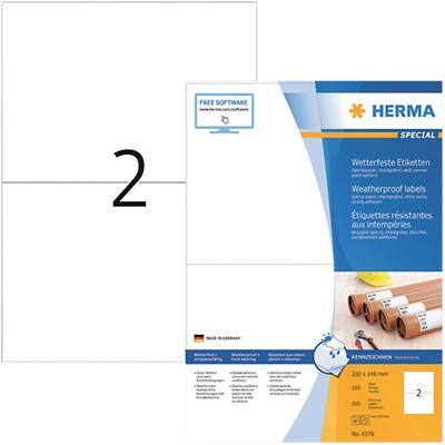 HERMA Speciale etiketten 4378 Wit 210 x 148 mm 100 Vellen à 2 Etiketten