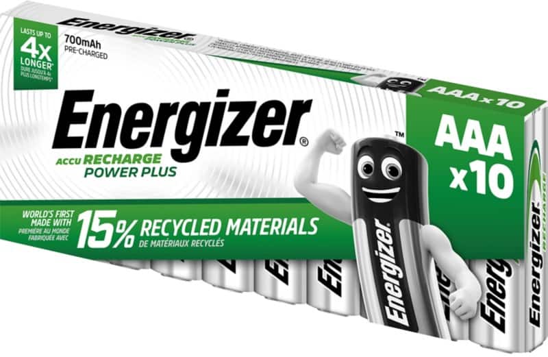 Piles rechargeables Energizer Power Plus AAA HR03 700mAh NiMH 1,2V 10 Unités
