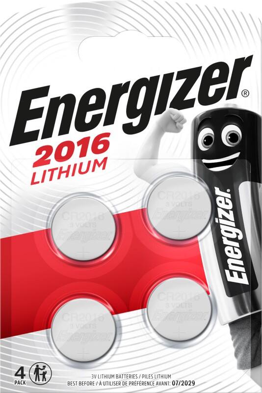 Energizer Knoopcelbatterij Lithium CR2016 100 mAh Lithium (Li) 3 V 4 Stuks