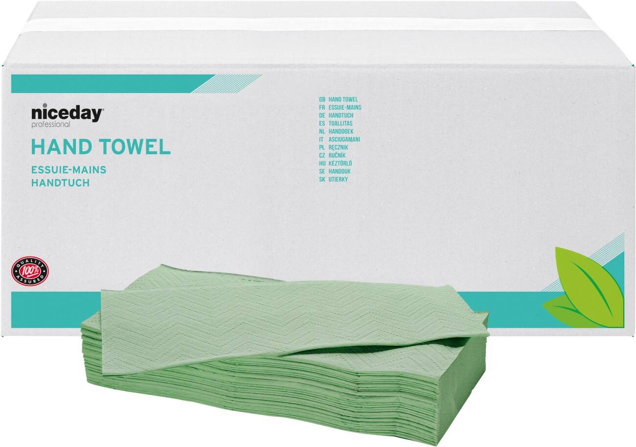 Essuie-mains Niceday Professional Standard 2 épaisseurs Pliage en V Vert 15 Unités de 250 Feuilles