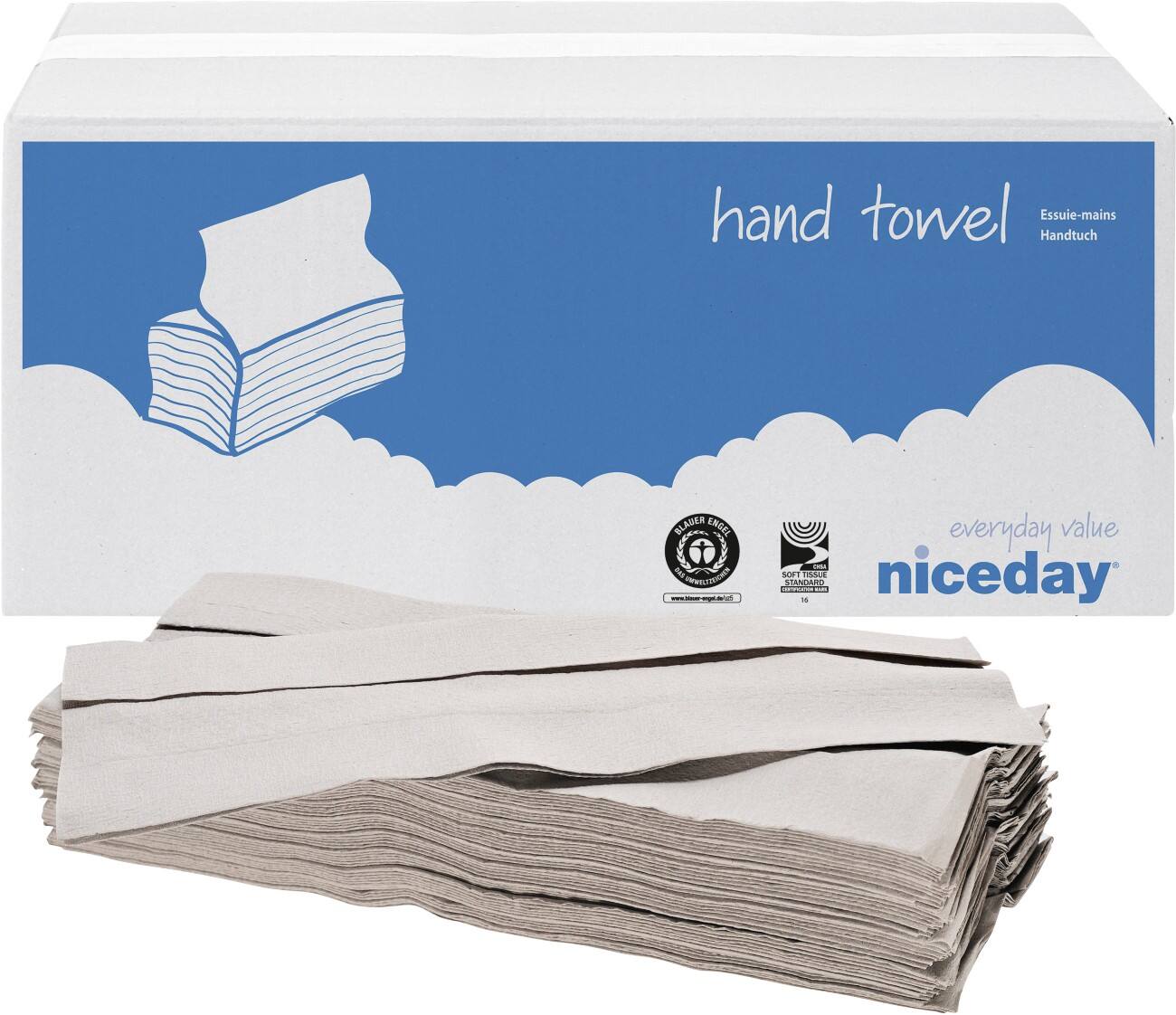 Niceday Papieren handdoeken Standard 1-laags C-vouw Naturel 20 Stuks à 200 Vellen
