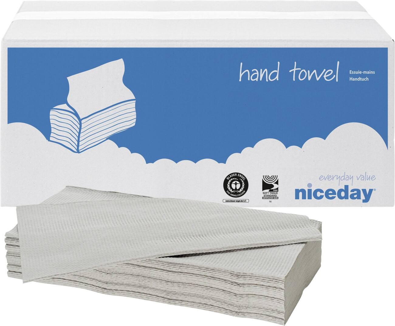 Niceday Papieren handdoeken Standard 1-laags V-vouw Naturel 20 Stuks à 250 Vellen