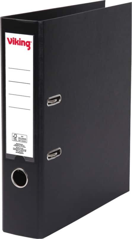 Classeur à levier Viking Large A4 75 mm Noir 2 Anneaux Plastique Mat Portrait