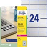 Étiquettes AVERY Zweckform L6133-20 adhésif A4 Argent 70 x 37 mm 20 Feuilles de 24 Étiquettes