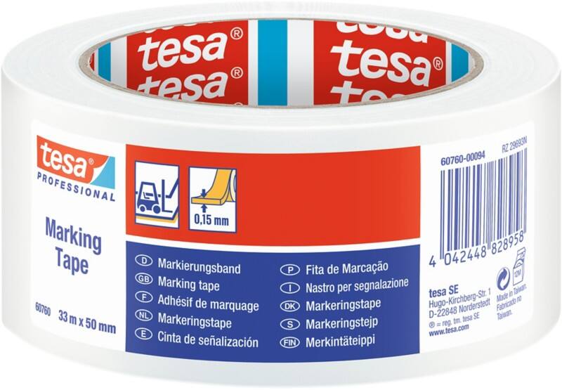 Ruban de marquage au sol tesa tesa Professional Blanc 50 mm (l) x 33 m (L) PVC (Polychlorure de vinyle) 60760