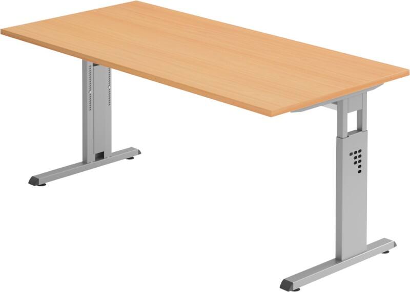 Bureau Hammerbacher Matrix VOS Hauteur ajustable Rectangulaire Hêtre C-Pied 1600 (L) x 800 (P) x 850 (H) mm Acier, Aggloméré