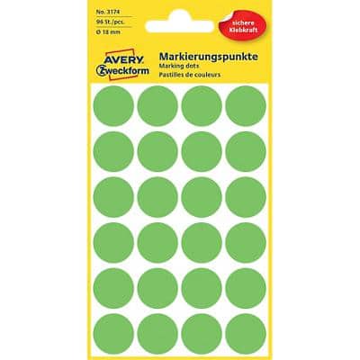 AVERY Zweckform 3174 Markeringspunten Speciaal Groen 18 x 18 mm 4 Vellen à 24 Etiketten