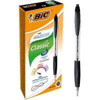 Stylo-bille BIC Atlantis Clic Classic Noir Rétractable 12 Unités