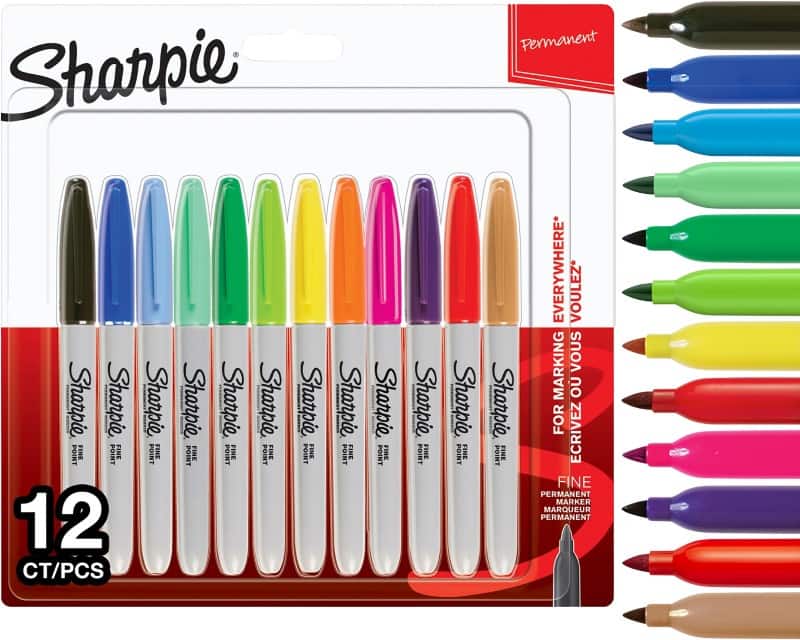 Sharpie Permanentmarker Fijn Ronde punt - Kleurenassortiment 12 Stuks