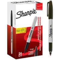 Sharpie Fine Permanent marker Fijn Ronde punt 1 mm Zwart Waterproof 24 Stuks