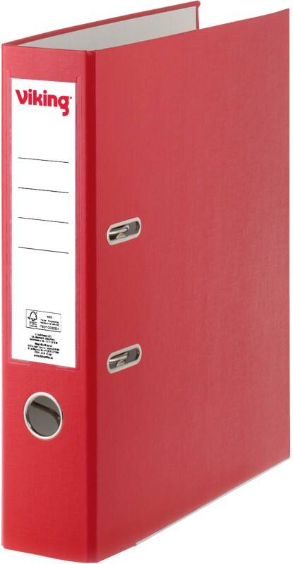 Classeur à levier Viking Large A4 75 mm Rouge 2 Anneaux Plastique Mat Portrait