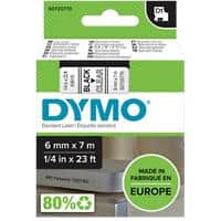 Dymo D1 S0720770 / 43610 Authentiek Labeltape Zelfklevend Zwart op transparant 6 mm x 7m