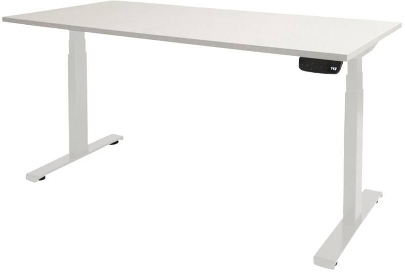 Bureau assis-debout Schaffenburg Dextro Plus Hauteur ajustable électriquement Rectangulaire Blanc T-Pied 1800 (l) x 900 (p) x 645 (H) mm Mélamine