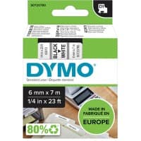 Ruban d'étiquettes DYMO D1 Authentique 43613 1953241 Autocollantes Noir sur Blanc 6 mm x 7 m