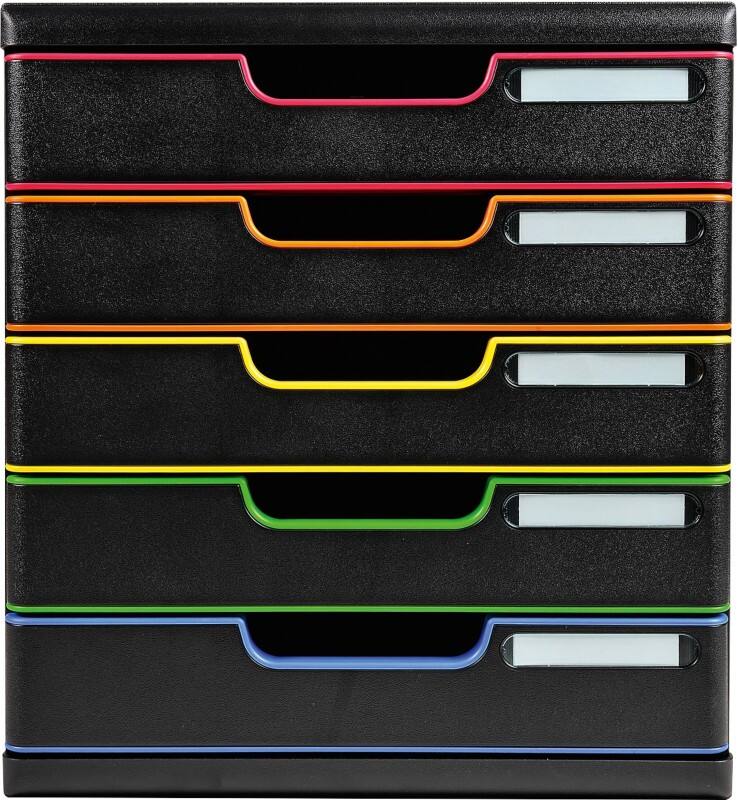 Module à tiroirs Exacompta PS (Polystyrène) Assortiment 5 Tiroirs 35 x 32 cm A4+