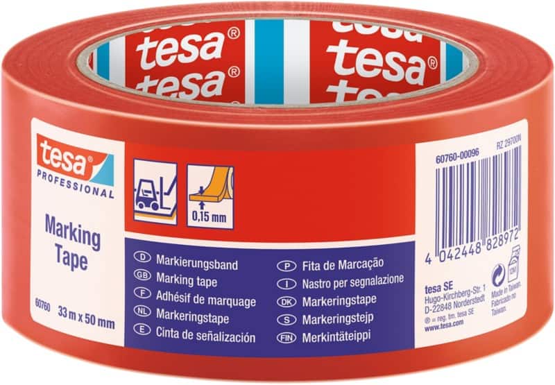 Ruban de marquage au sol tesa tesa Professional Rouge 50 mm (l) x 33 m (L) PVC (Polychlorure de vinyle) 60760