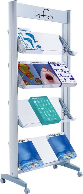 Présentoir Paperflow A4 Argenté 12A4TT,35 720 (L) x 385 (P) x 1678 (H) mm