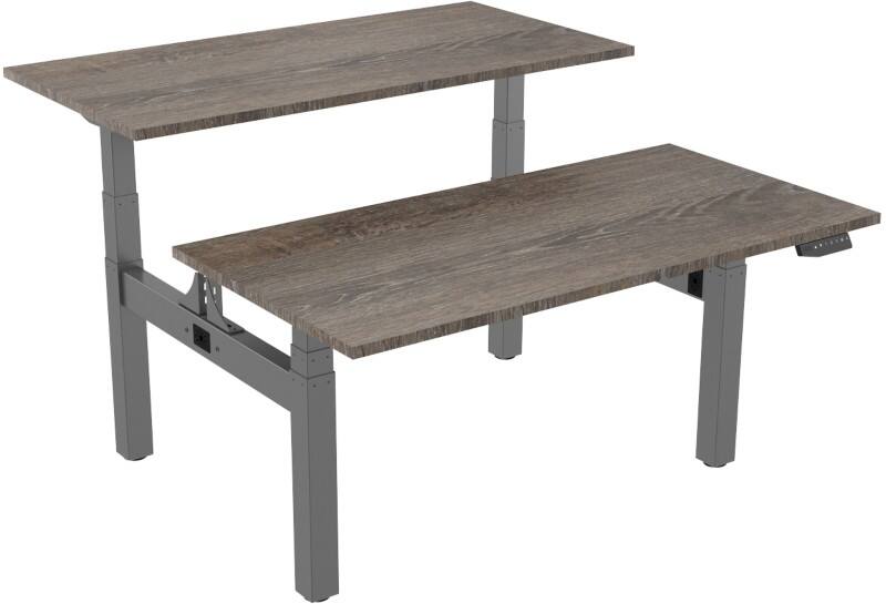 euroseats Dual Bench Zit-sta-bureau Rechthoekig Logan Eiken H-Frame 1.800 (B) x 800 (D) x 1.305 (H) mm Metaal