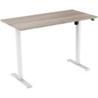 Bureau assis-debout euroseats Robson Rectangulaire Hauteur réglable électriquement Chêne Métal Blanc 1&nbsp;600 x 800 x 1&nbsp;235 mm