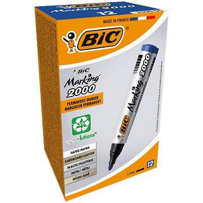 Marqueur permanent BIC Marking 2000 Pointe moyenne, ogive 2 mm Bleu Non rechargeable 12 Unités