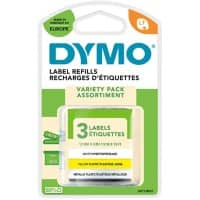 Ruban d’étiquettes LT Dymo S0721790 / 91240 LetraTag d’origine Autocollant Argenté, jaune 12 mm x 4 m Paquet de 3