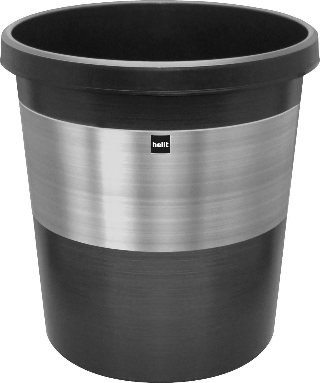 Corbeille à papier helit Pure Elegance Acier inoxydable / Noir 31,5 x 31,5 x 33,1 cm