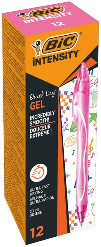 BIC Gel-ocity Quick Dry Intrekbaar Gelpen Roze 0,3 mm Medium Rollerball Navulbaar 12 Stuks 