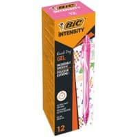 Roller encre gel BIC Gel-ocity Quick Dry Rose Moyenne 0.30 mm Rechargeable 12 Unités