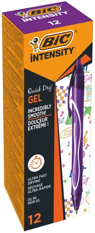 BIC Gel-ocity Quick Dry Intrekbaar Gelpen Paars 0,3 mm Medium Rollerball Navulbaar 12 Stuks 