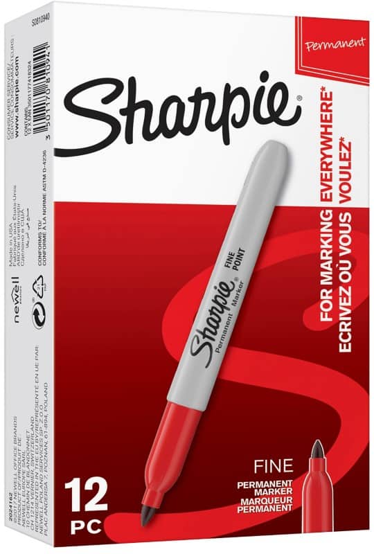 Sharpie FINE POINT Permanentmarker Fijn Ronde punt - 1,5 mm Rood 12 Stuks
