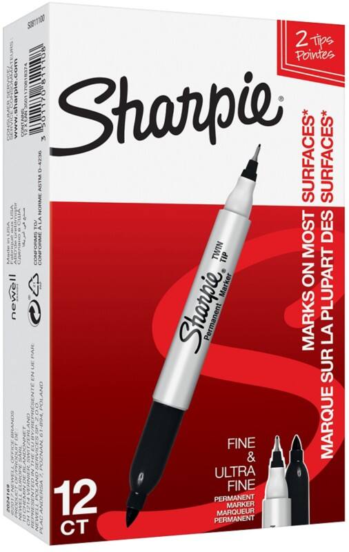 Sharpie Twin Tip Permanentmarker Fijn Ronde punt 0,5 - 0,9 mm Zwart 12 Stuks