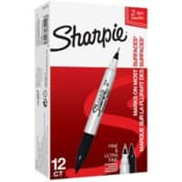 Marqueur permanent Sharpie Twin Tip Pointe fine, ogive 0,5 - 1 mm Noir Non rechargeable 12 Unités