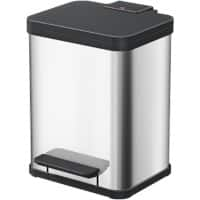 Poubelle Hailo 2 x 9 L Argenté, noir Acier inoxydable