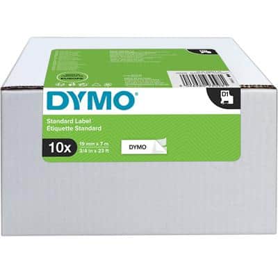 Dymo D1 2093098 / 45803 Authentiek Labeltape Zelfklevend Zwart op wit 19 mm x 7m 10 Rollen