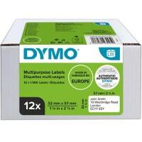 Dymo LW 2093095 / 11354 Authentiek Multifunctionele etiketten Zelfklevend Wit 32 x 57 mm 12 Rollen à 1000 Etiketten