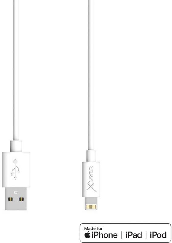 XLAYER 210325 1 x USB A male naar 1 x Apple Lightning male laad & sync kabel 1,2m Wit