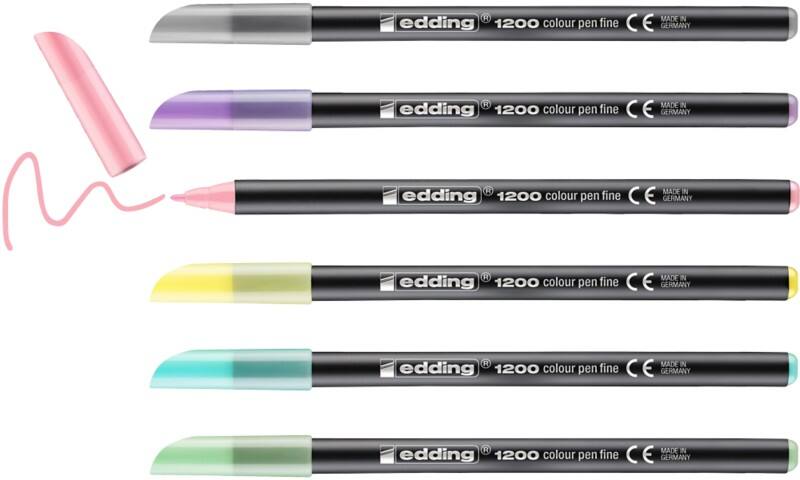 edding Pastel Viltstift - 1 mm Fijn Kleurenassortiment 1200 6 Stuks