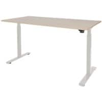 Bureau assis-debout Schaffenburg Dextro Basic Hauteur Ajustable électriquement Rectangulaire Chêne Mélaminé Blanc T-Pied 1600 x 800 x 750 mm