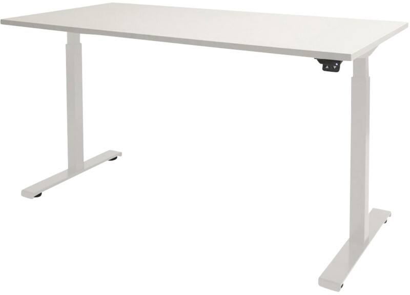 Bureau assis-debout Schaffenburg Dextro Basic Hauteur ajustable électriquement Rectangulaire Blanc T-Pied 1800 (l) x 800 (p) x 705 (H) mm Mélamine
