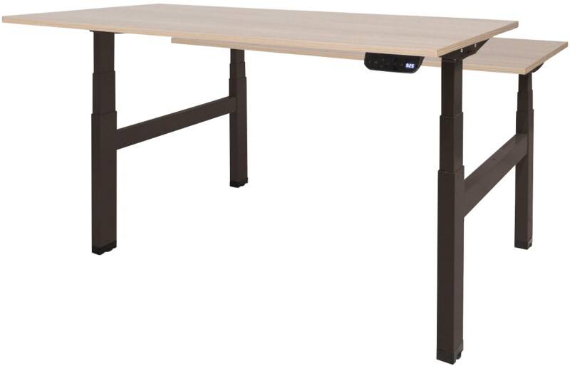 Schaffenburg Dextro Plus Duo Zit-sta-bureau Rechthoekig Eiken H-Frame 1.600 (B) x 800 (D) x 645 (H) mm Melamine