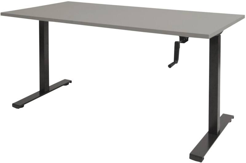 Bureau assis-debout Schaffenburg Dextro Slinger Hauteur ajustable Rectangulaire Gris T-Pied 1800 (l) x 800 (p) x 705 (H) mm Mélamine