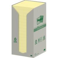 Notes Post-it Recyclées 76 x 76 mm Jaune canari 16 Blocs de 100 Feuilles